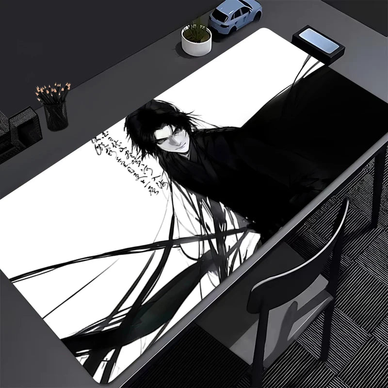 Tapis de Souris Gaming XXL Anime Dark Girl - Bureau Gamer 800x300mm Noir Blanc