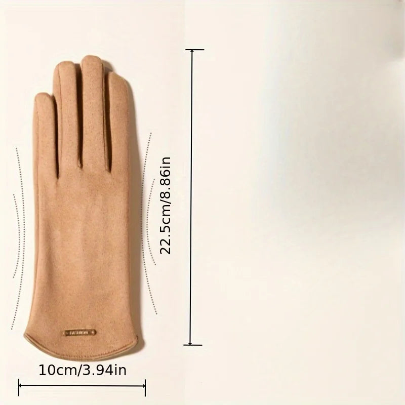 Gants d'Hiver Femme Cuir Suédé Écran Tactile - Doublure Polaire Chaude