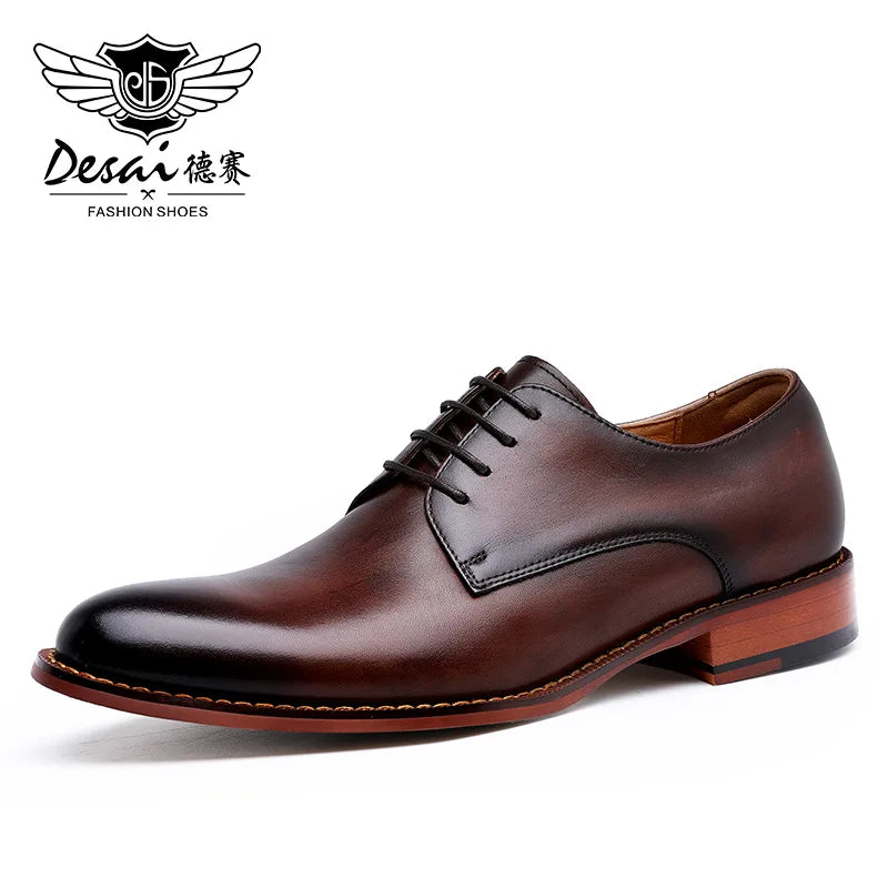 Chaussures Derby DESAI Cuir Véritable - Habillées Affaires Homme Cadeau Classique