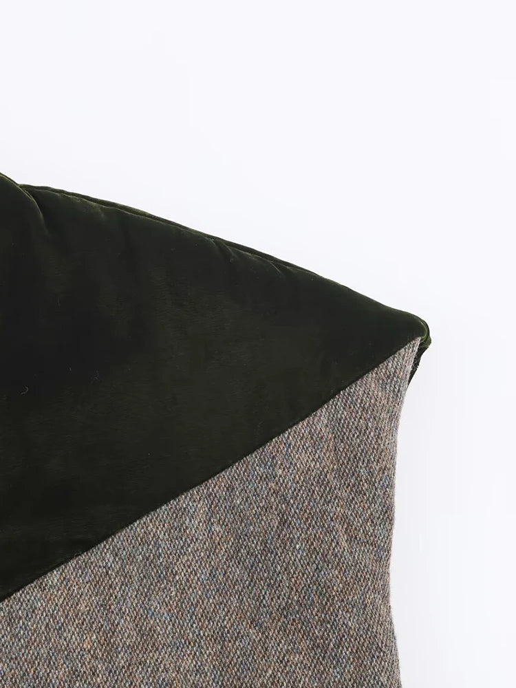 Gilet Femme Coton Épissage - Style Euro-Américain Automne