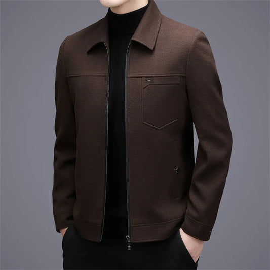 Veste Laine Homme Courte Automne Hiver - Manteau Chaud Revers Élégant