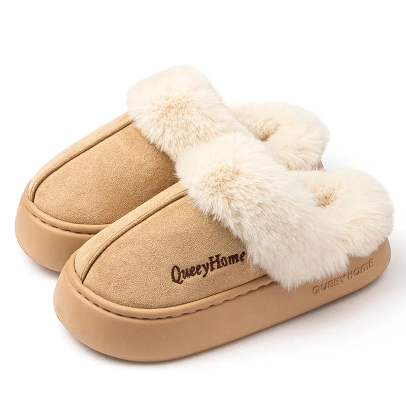 Pantoufles Femme Hiver Fourrure - Chaussons Chauds Confort Intérieur Sans Lacet