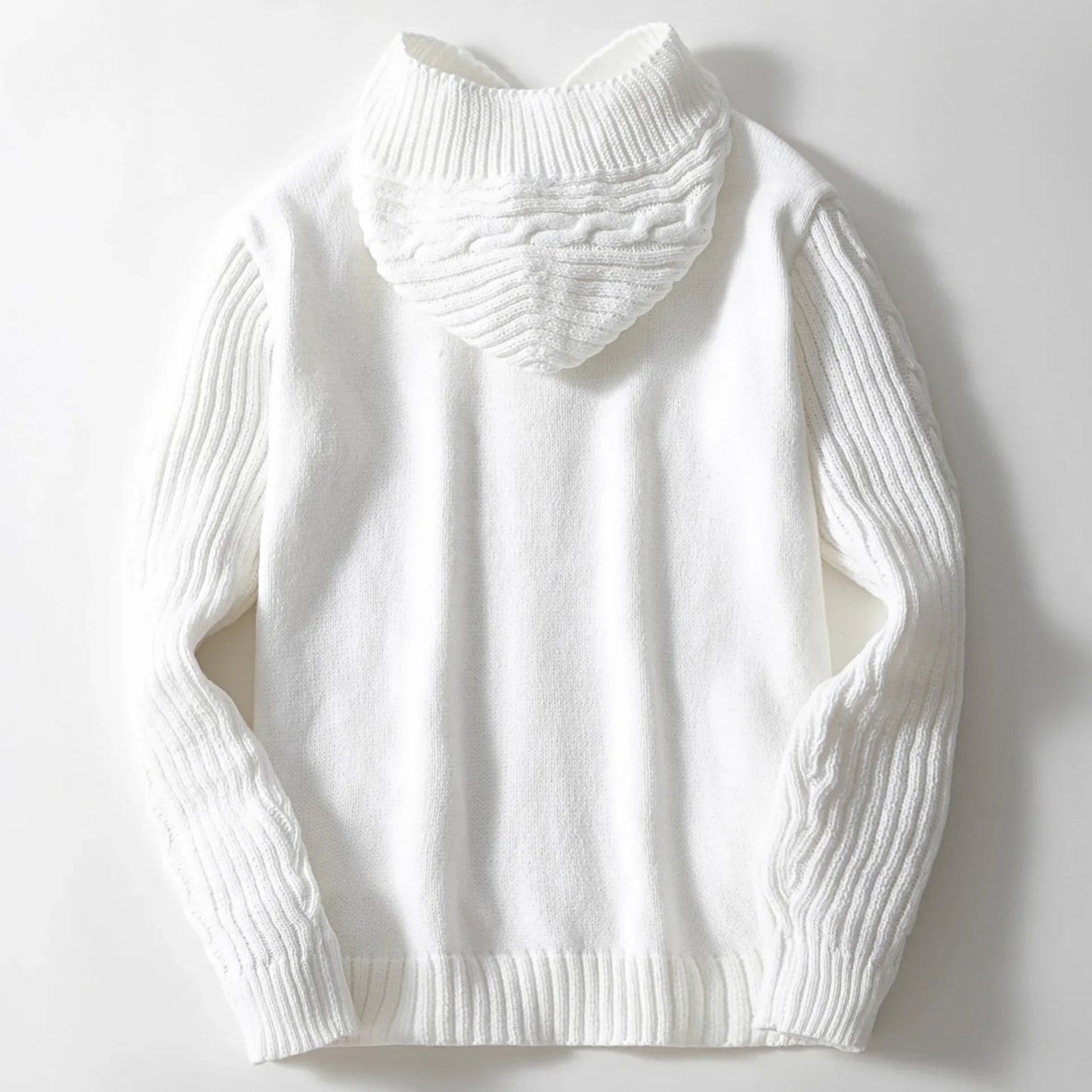 Cardigan Capuche Homme - Manteau Manches Longues Uni Ample Point Ouvert Automne Hiver