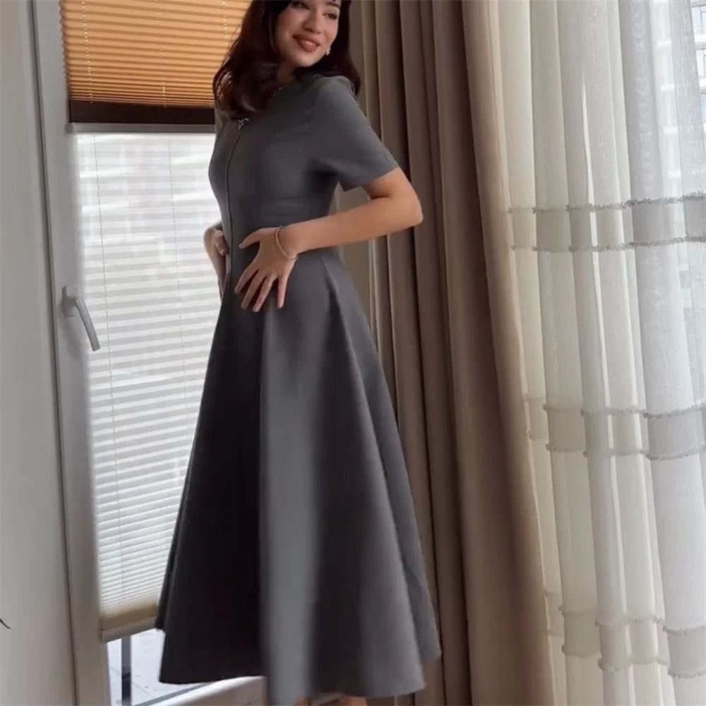 Robe Femme Col Rond Deux Couleurs - Large Balançoire Style Européen Américain