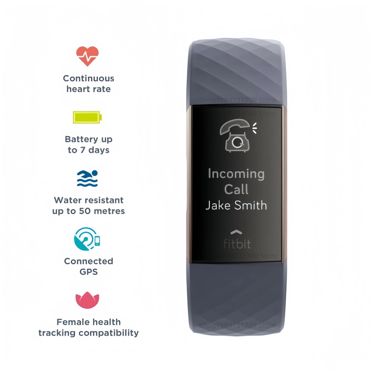 Fitbit Charge 3 Fitness Activity Tracker - Montre Santé Fréquence Cardiaque Sport Homme Femme