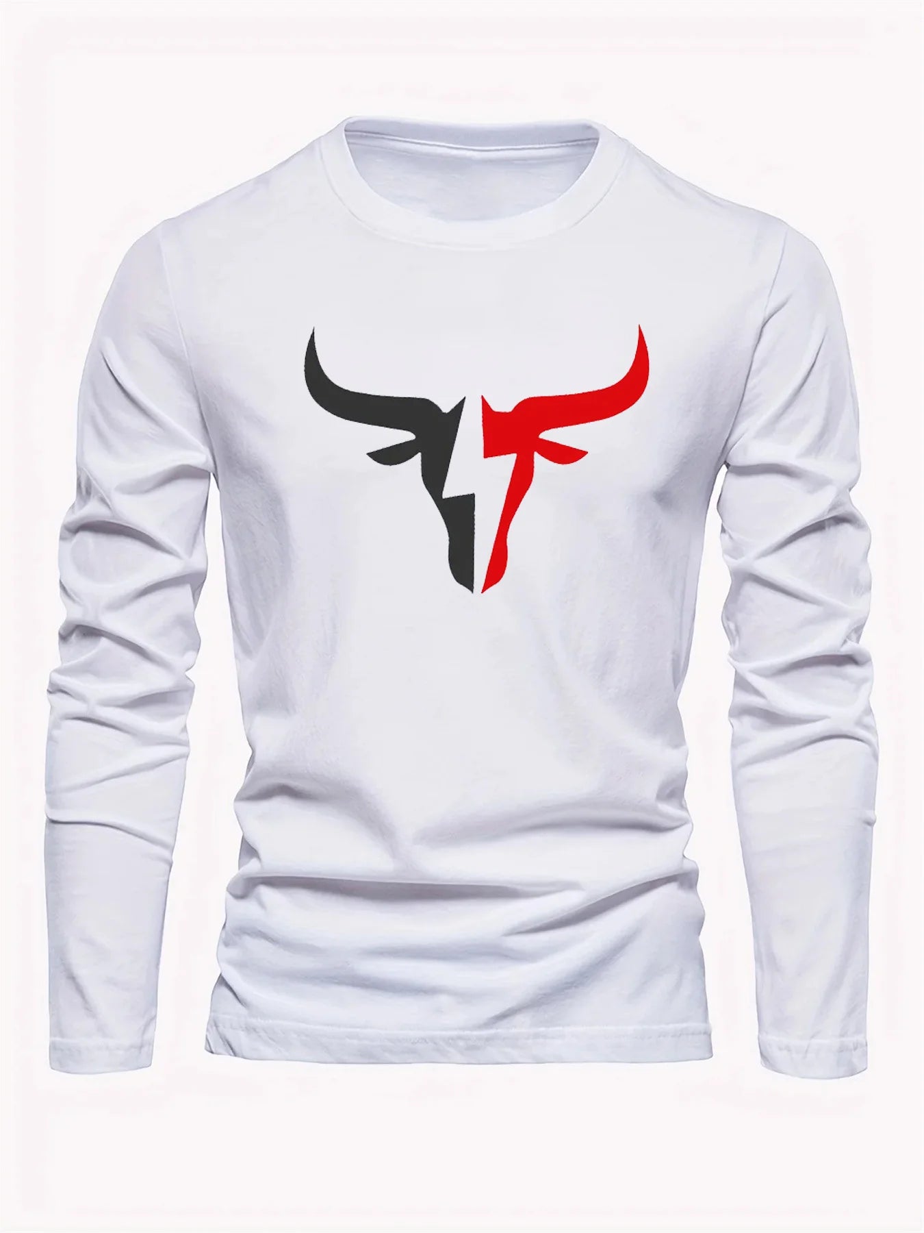 T-Shirt Homme Taureau Manches Longues - 100% Coton Col Rond Ample Grande Taille