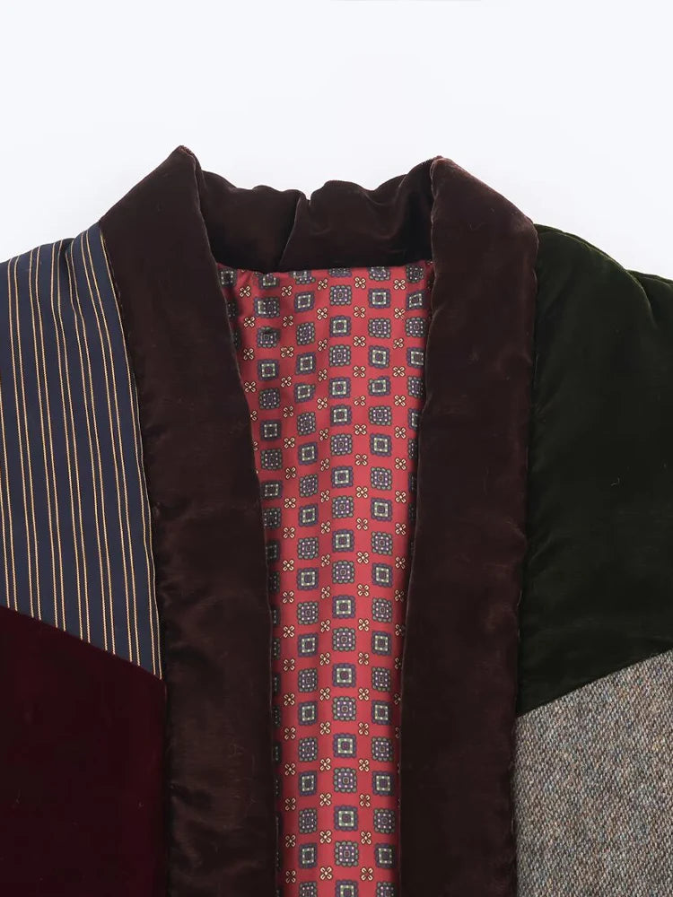 Gilet Femme Coton Épissage - Style Euro-Américain Automne