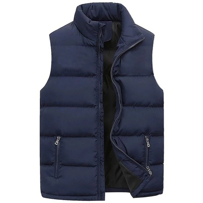 Veste Homme Col Montant Imperméable - Gilet Décontracté Fermeture Éclair Automne Hiver