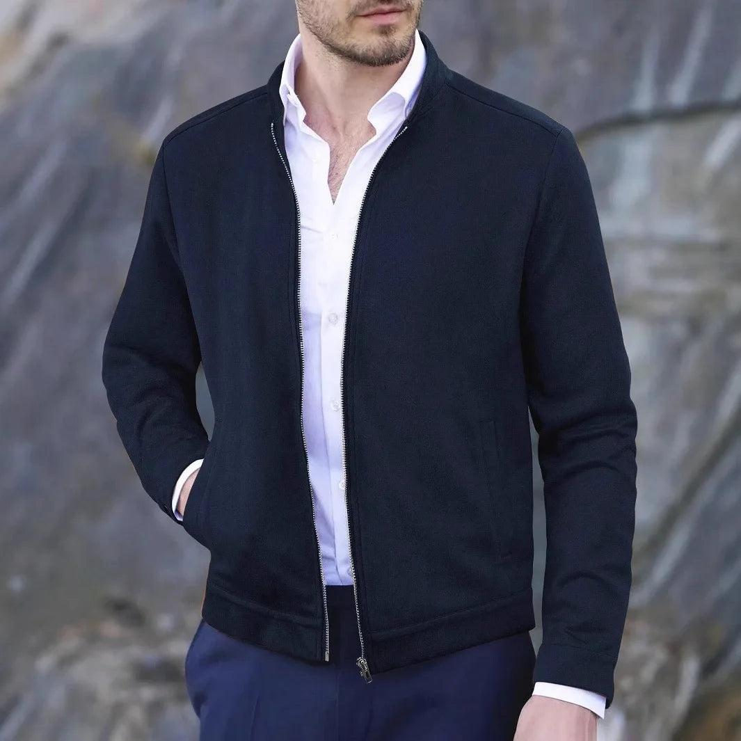 Cardigan Col Rond Homme - Coupe Ajustée Col Montant Manches Longues Automne Hiver