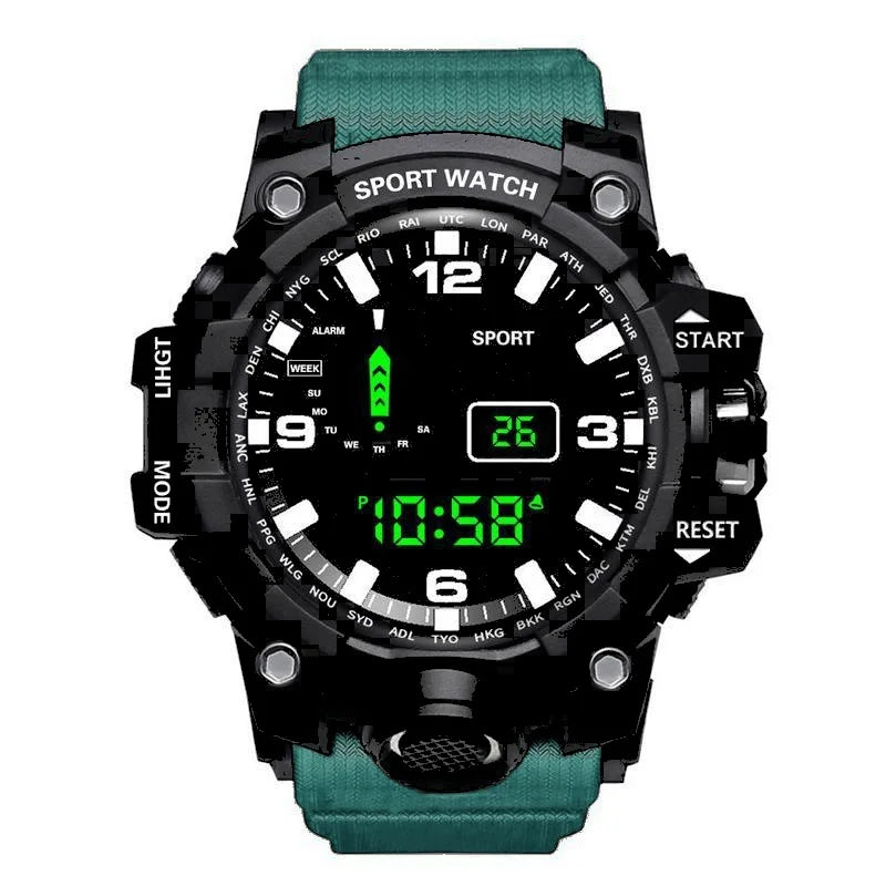 Montre pour hommes de mode sport montre-bracelet électronique grand cadran multifonctionnel étanche alarme lumineuse enfants montre militaire pour hommes