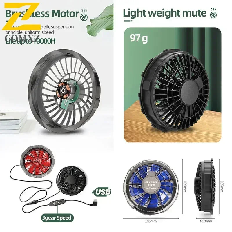 Veste Ventilateur USB Homme Femme - Climatisation Refroidissement Corps Pêche Travail