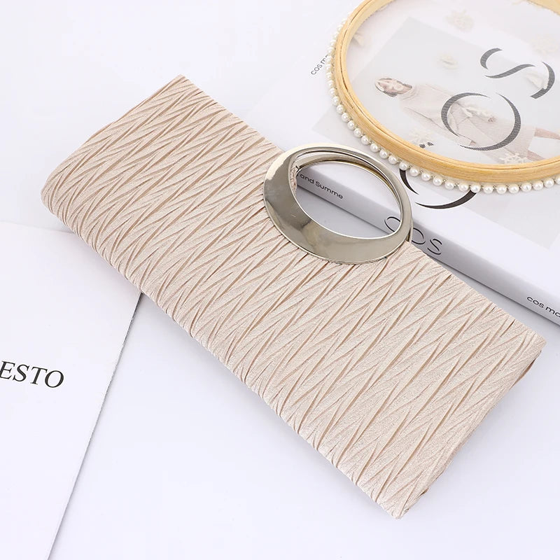 Sac de Soirée Cristal - Pochette Mariage Plissée Épaule