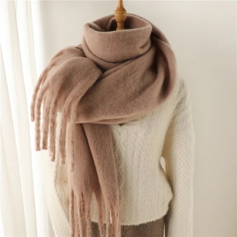 Écharpe Cachemire Hiver Femme - Pashmina Luxe avec Pompons