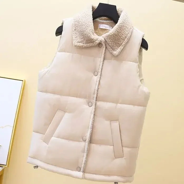 Gilet Femme Coton Rembourré Demi-Court - Style Coréen Élégant Travail