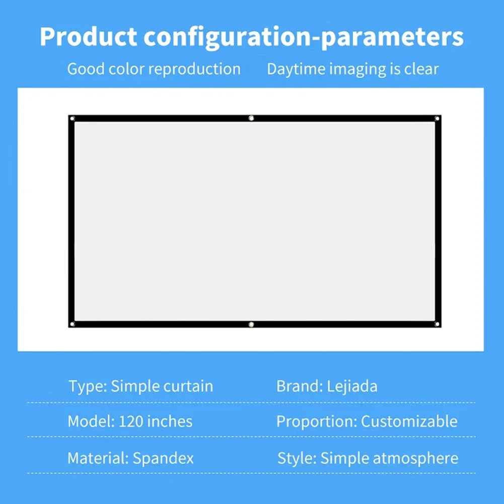 Écran Projection Portable HD 16:9 - Cinéma Maison Extérieur 60-150 Pouces