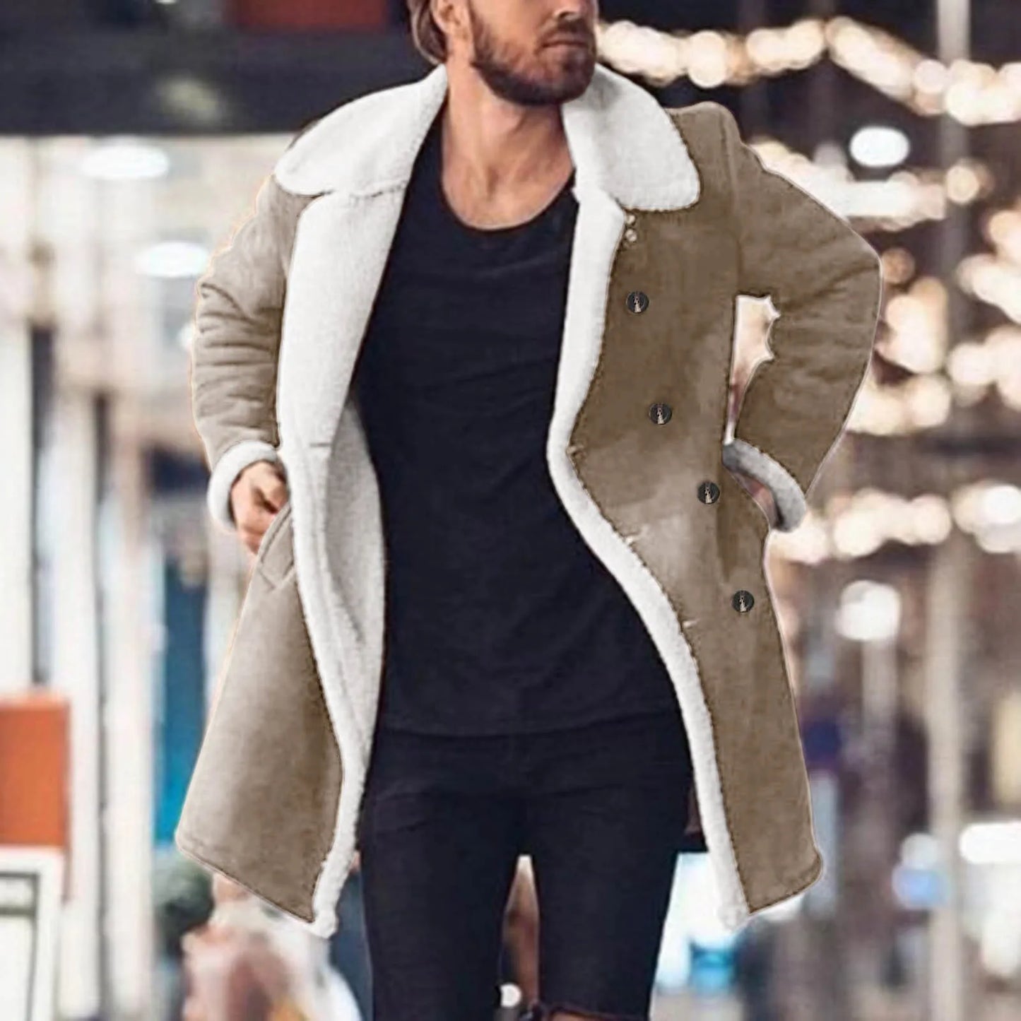 Veste Cuir Homme Confortable - Épaississement Chaud Fourrure Softshell Coupe-Vent Long Manteau