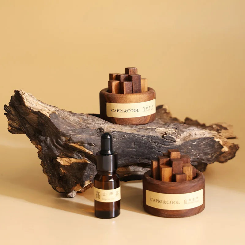 Incense Scented Natural Essential Oil Aromatherapy with Glass Dropper Black Walnut Wood Sticks Car Air Freshener Perfume