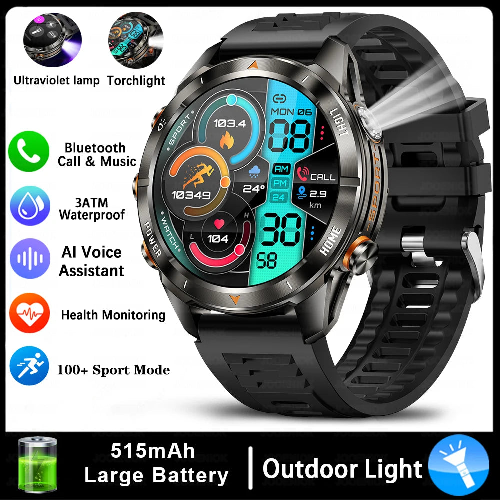Montre Intelligente Militaire 10ATM - AMOLED 1.46" LED 515mAh Appel BT