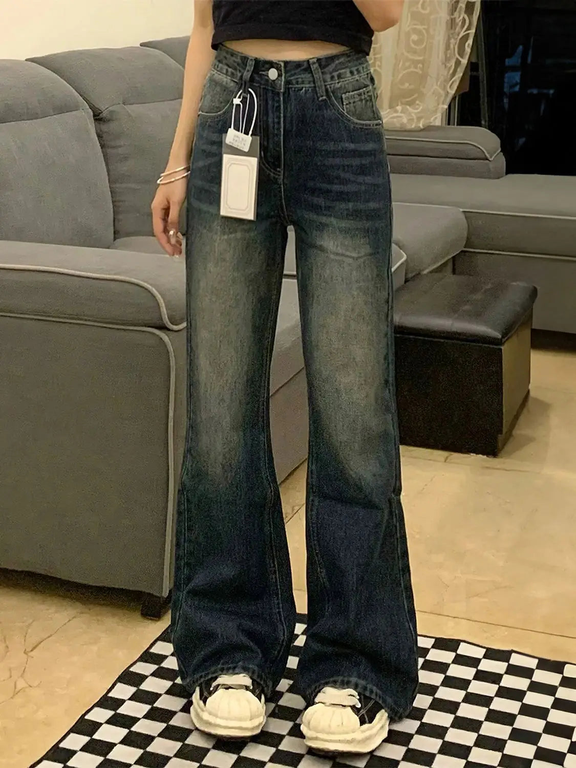Jean Femme Évasé Bootcut Taille Haute - Coupe Slim