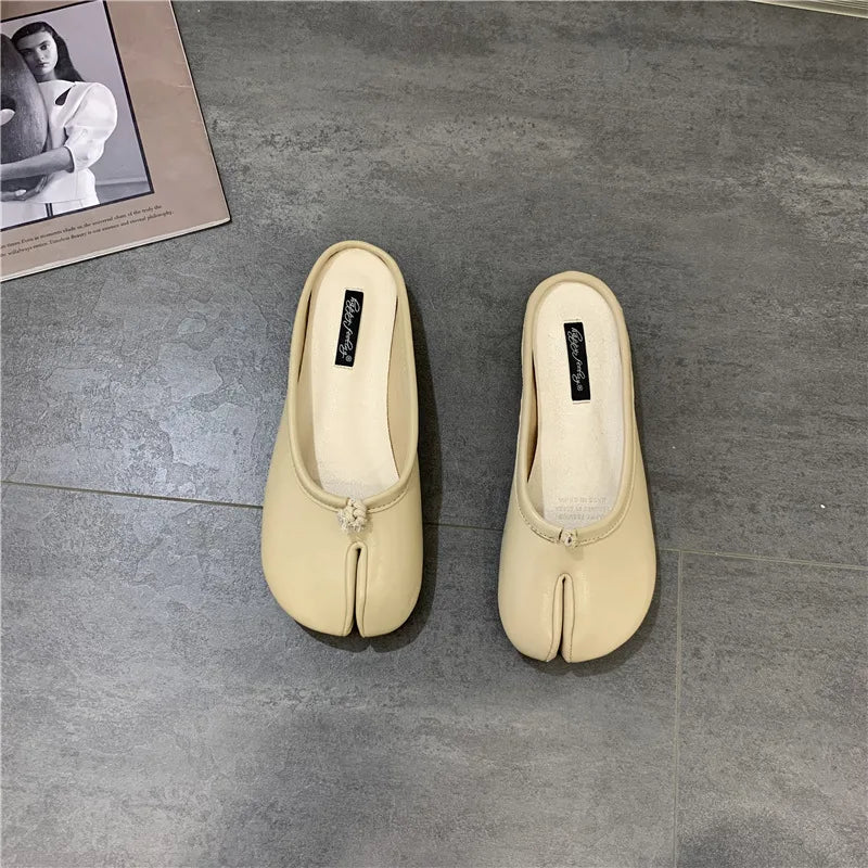 Chaussures Tabi Style Japonais Cuir - Mocassins Fendus Mary Jane Ballerine