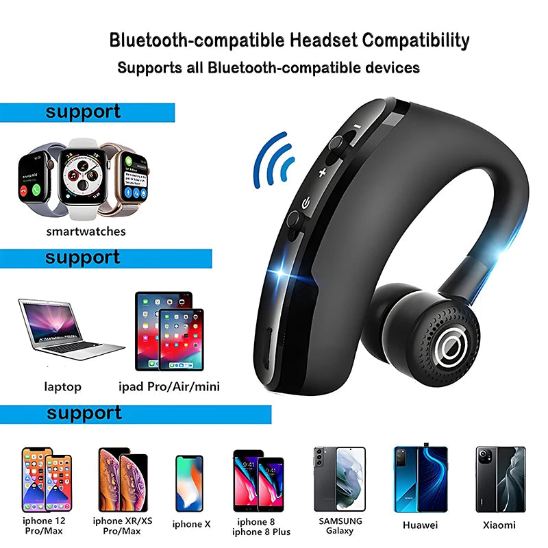 Écouteur Bluetooth Sport VAORLO V9 - Oreillette Sans Fil Mains Libres HD Micro