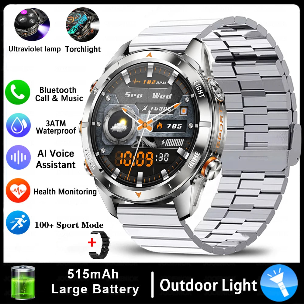 Montre Intelligente Militaire 10ATM - AMOLED 1.46" LED 515mAh Appel BT