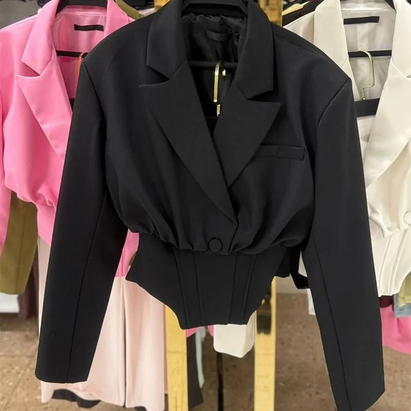 Ensemble Blazer Femme Court - Veste + Gilet Irrégulier