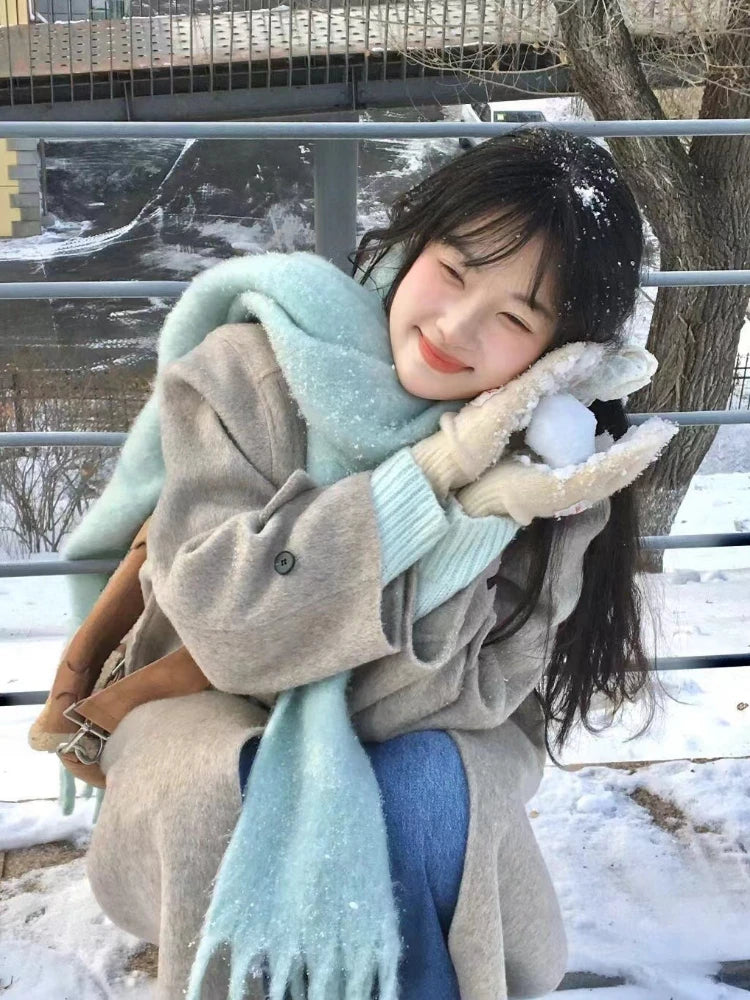 Écharpe Cachemire Hiver Femme Bleue - Pashmina Luxe Premium