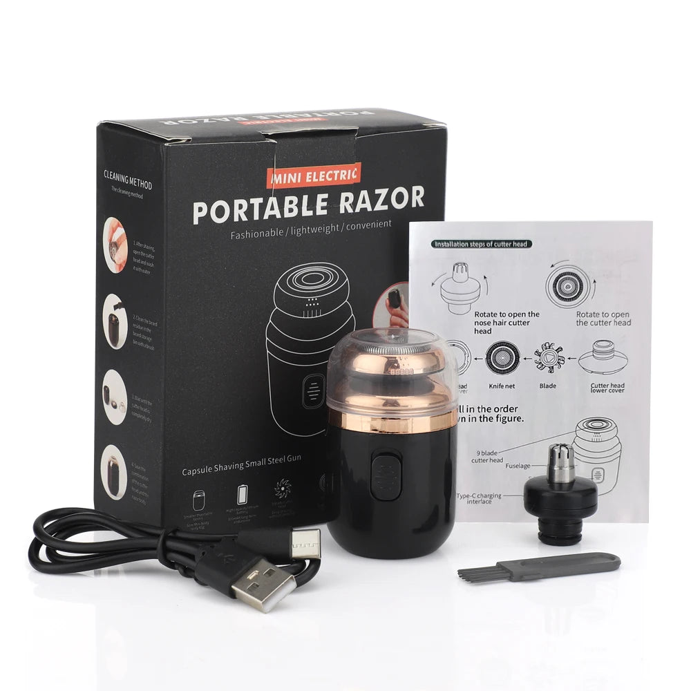 Mini Rasoir Électrique Voyage USB-C - Tondeuse Nez Oreilles Rechargeable