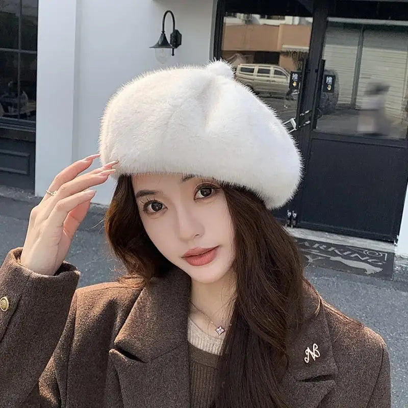 Béret Rétro Femme Hepburn - Laine Épaisse Artiste Automne-Hiver