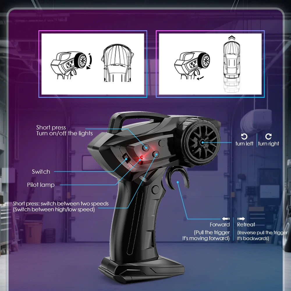 Voiture RC Dérive 1:64 Bureau - Mini 4WD Rechargeable Jouet Course Cadeau Enfants