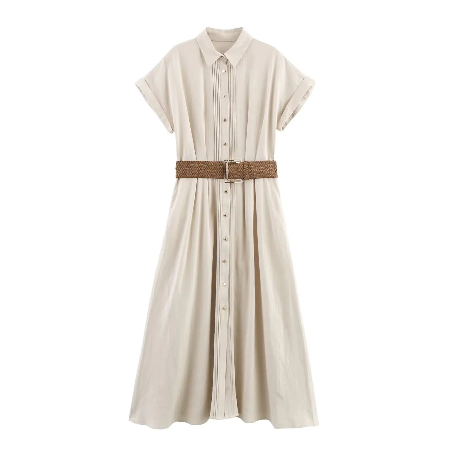 Robe Midi Femme Lin Été - Style Français Européen Américain Tendance