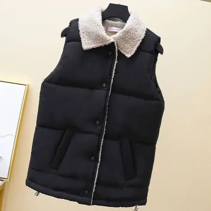 Gilet Femme Coton Rembourré Demi-Court - Style Coréen Élégant Travail