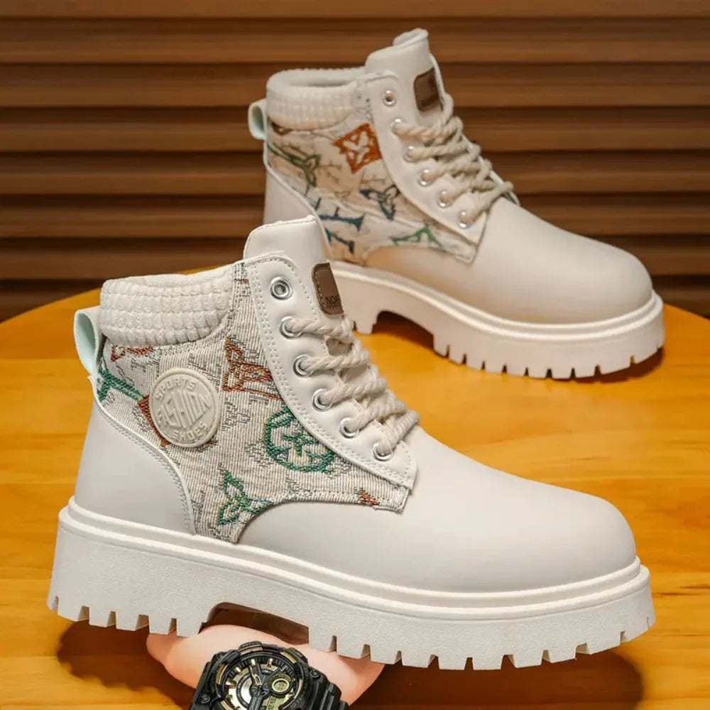 2025 printemps automne hommes bottes haut Style britannique décontracté chaussures pour hommes en plein air antidérapant résistant à l'usure botte courte Botas Hombre