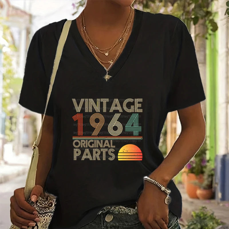Style rétro femmes t-shirts 1965 graphique Streetwear tendance dame chemises Blouses Vintage 1960 à 1969 chemises d'anniversaire hauts décontractés