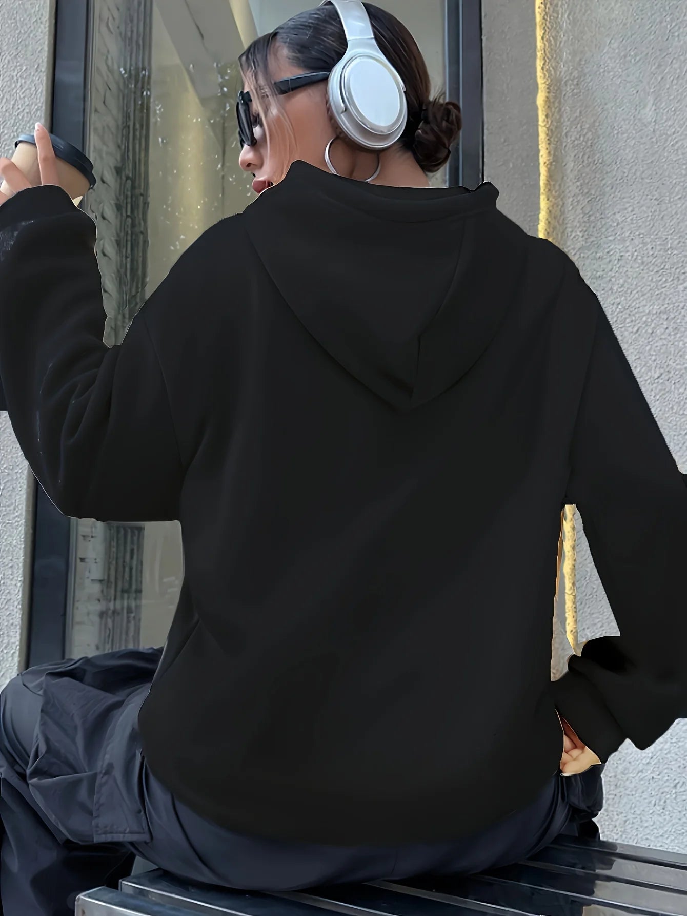 Sweat à Capuche Femme Milano Italie - Polyester Imprimé Alphabet Manches Longues Poche