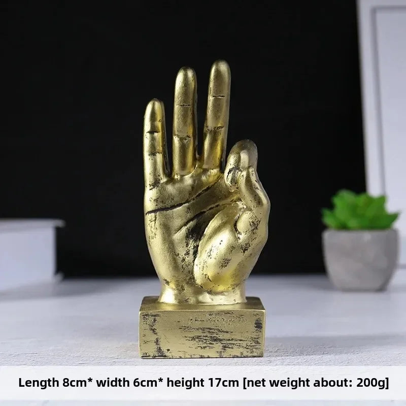 Sculpture Geste Rétro Américain - Ornement Résine Artistique Doigt Créatif