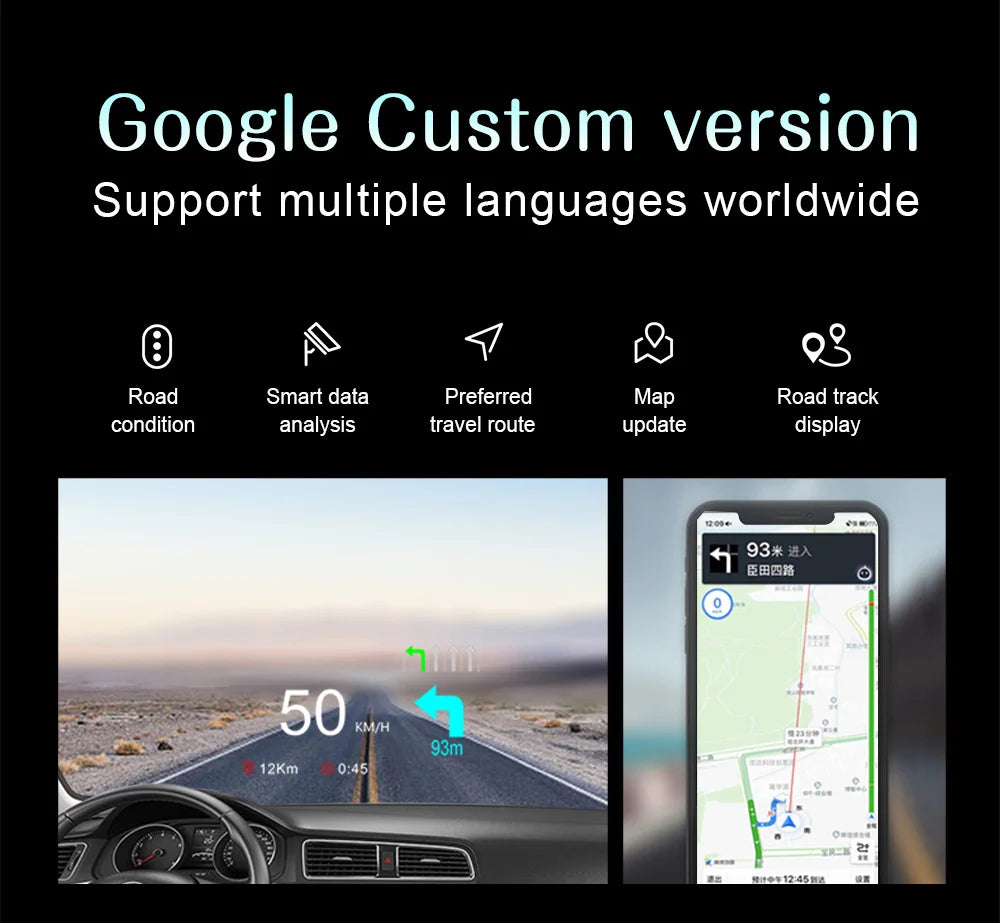Affichage Tête Haute HUD C1 OBD2 - GPS Navigation Vitesse Digitale Alarme Plug & Play