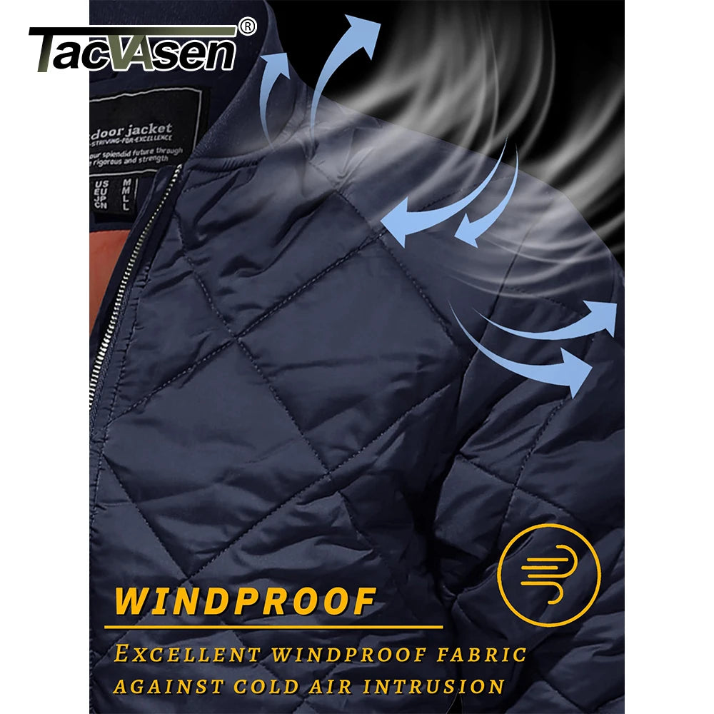 Veste Rembourrée Homme TACVASEN - Fermeture Éclair Coupe-Vent Travail Baseball Varsity Hiver