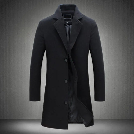 Manteau Laine Simple Boutonnage Homme - Coupe-Vent Ajusté Élégant Britannique Printemps Automne