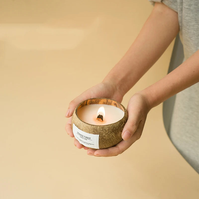 Coconut Shell Aromatherapy Candle - Premium Vegetable Wax