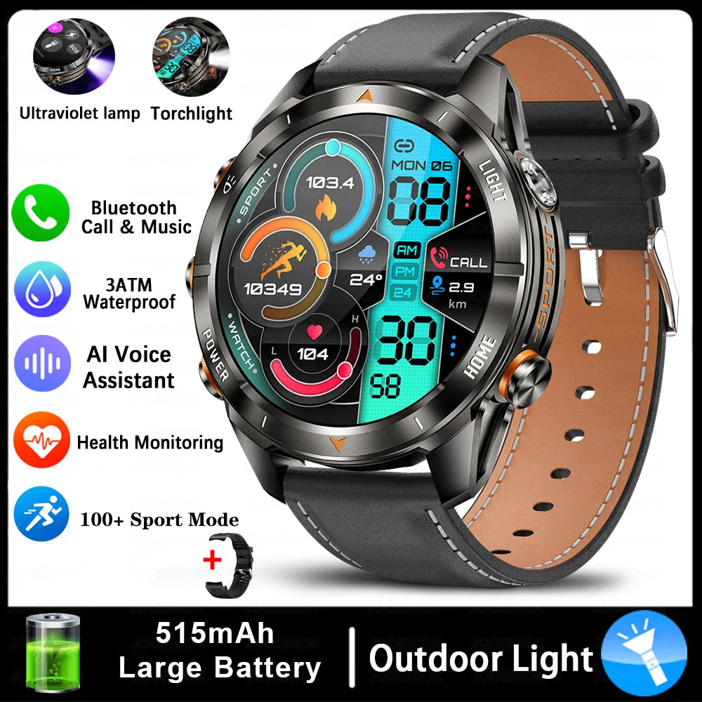 Montre Intelligente Militaire 10ATM - AMOLED 1.46" LED 515mAh Appel BT