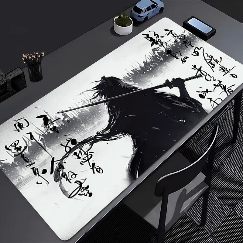 Tapis de Souris Gaming XXL Anime Dark Girl - Bureau Gamer 800x300mm Noir Blanc