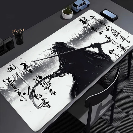 Tapis de Souris Gaming XXL Anime Dark Girl - Bureau Gamer 800x300mm Noir Blanc