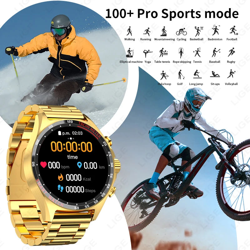 Montre Intelligente GPS LIGE Homme - Outdoor Sport Boussole Appel Bluetooth Étanche