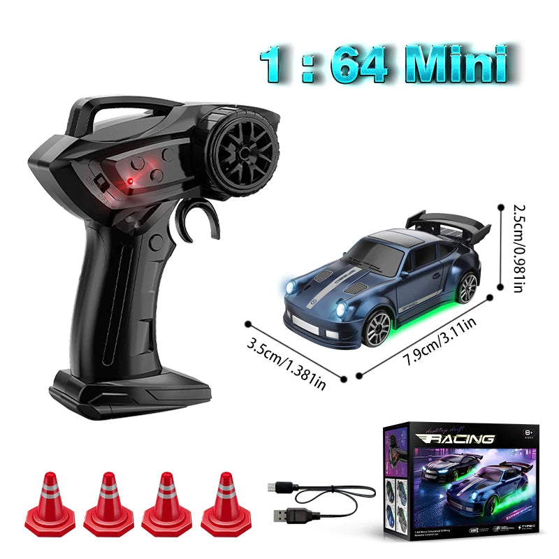 Voiture RC Dérive 1:64 Bureau - Mini 4WD Rechargeable Jouet Course Cadeau Enfants
