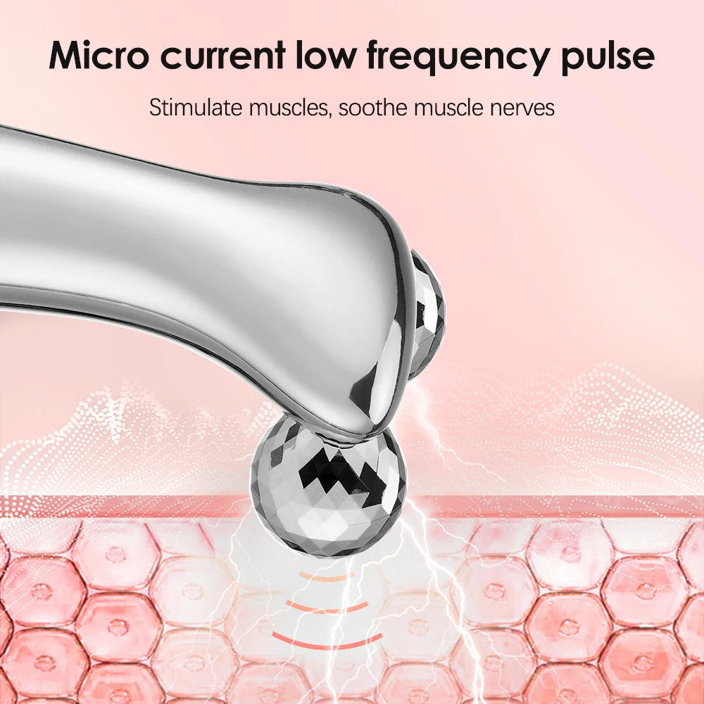 Electric Microcurrent Facial Beauty Instrument LED Display Face Lifting Roller Massager Skin Tightening Beauty Devices