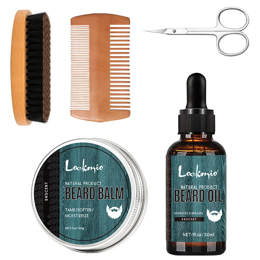 5-Piece Beard Balm Kit - Moisturizing Growth Treatment for Men