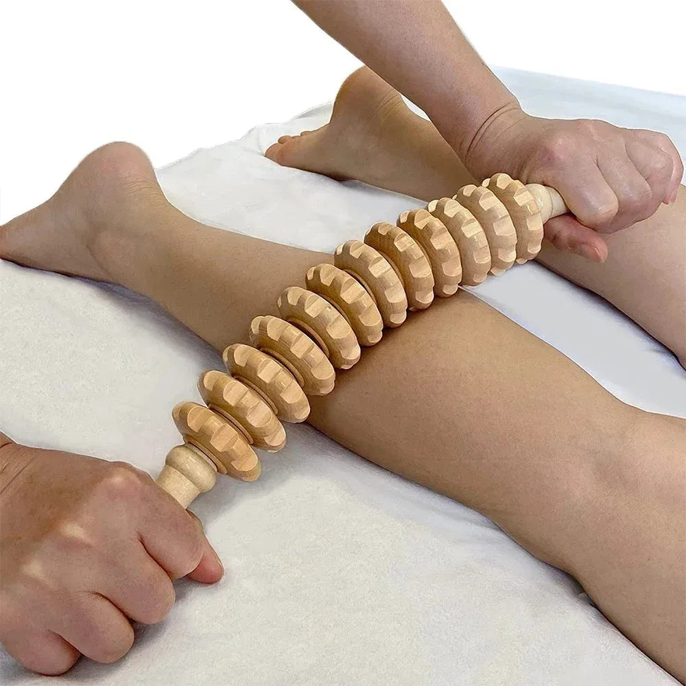 Masseur Fascia Corporel Bois - Rouleau Massage Bras Jambes Cuisses Dos Relaxation Antidérapant