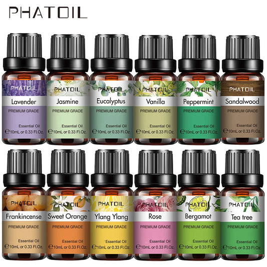 10ml Pure Natural Lavender Essential Oils for Diffuser, Humidifier, Aromatherapy, Jasmine &amp; Vanilla Aroma Oil for Skin Care, DIY Soap